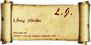 Lővy Jónás névjegykártya